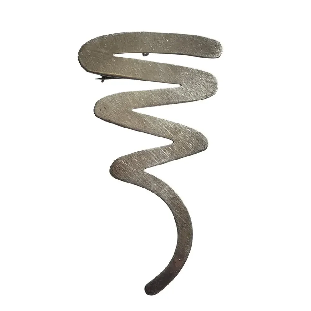 Vintage Mexico 925 Sterling Silver Modernist Brooch Pin Cyclone Tornado Zig Zag